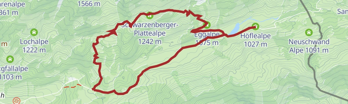 Route map: Hittisau | Von Alpe zu Alpe im Lecknertal